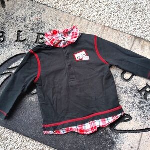 Little Me Blues Baby Boy Plaid Shirt Long Sleeve Motorcycle Dress Shirt Size 18M